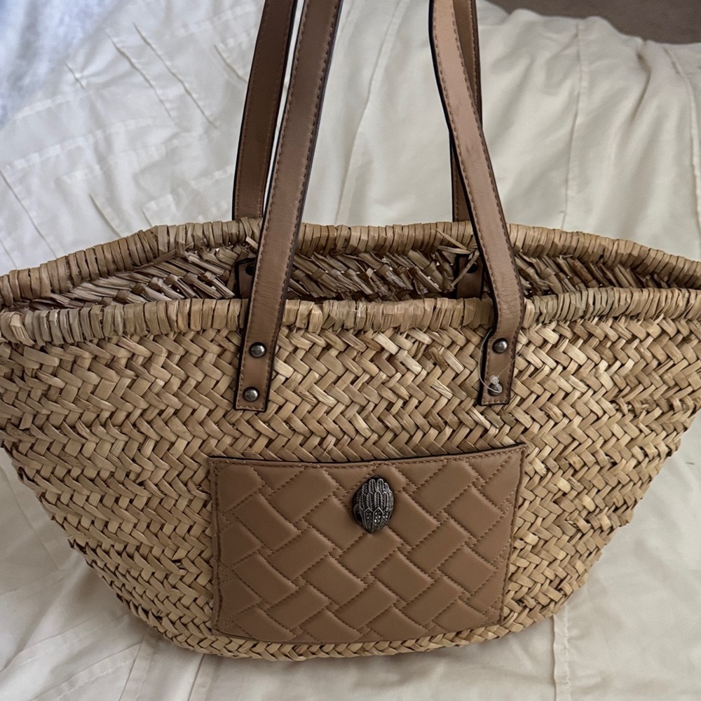 Kurt Geiger Beige Woven Tote with Quilted Detail